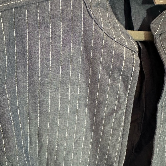 Chico's Women's Open Front Tunic Jacket Size XL/3 Blue & White Sewn Pinstriping - Picture 5 of 5